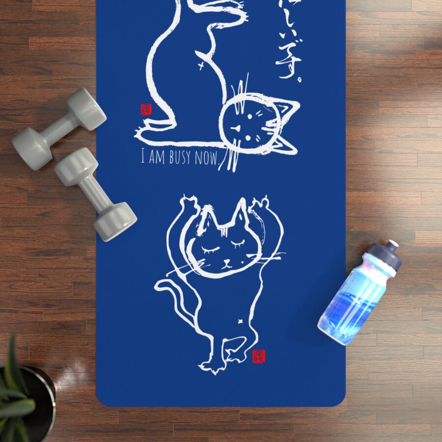 Yoga Cat (I am busy now) Rubber Yoga Mat - Eco-Friendly & Non-Slip - Image 4