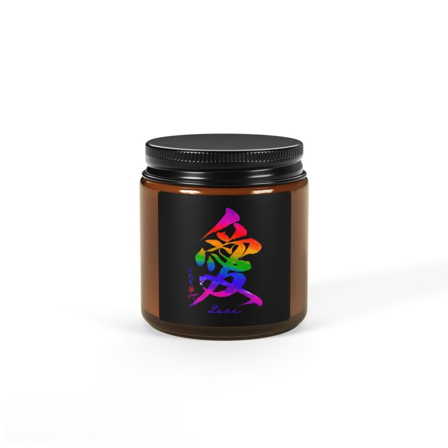 Love (愛)　Scented Soy Candle - Rainbow Design in Amber Jar - Image 2