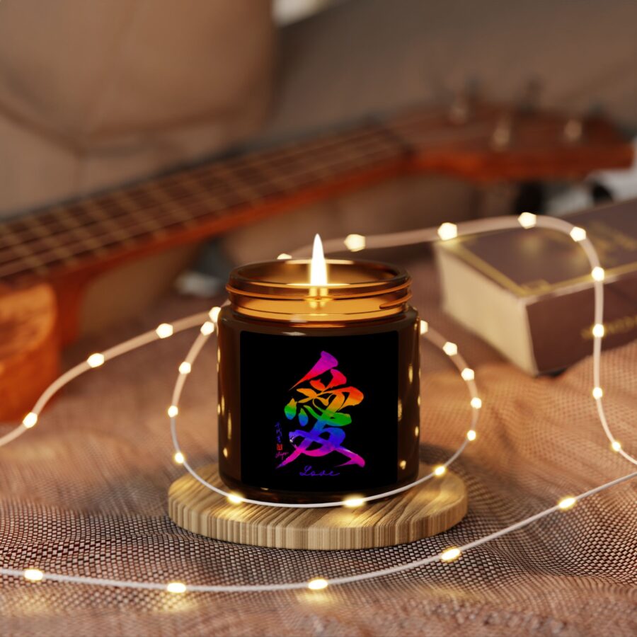 Love (愛)　Scented Soy Candle - Rainbow Design in Amber Jar