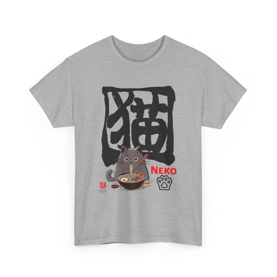 Kawaii Cat(Neko) Loves Ramen!  - Unisex Heavy Cotton T-Shirt