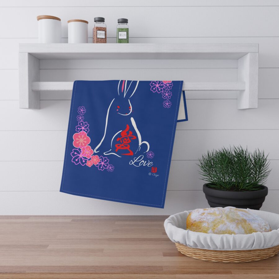 Cotton Tea Towels -Charming Love Rabbit