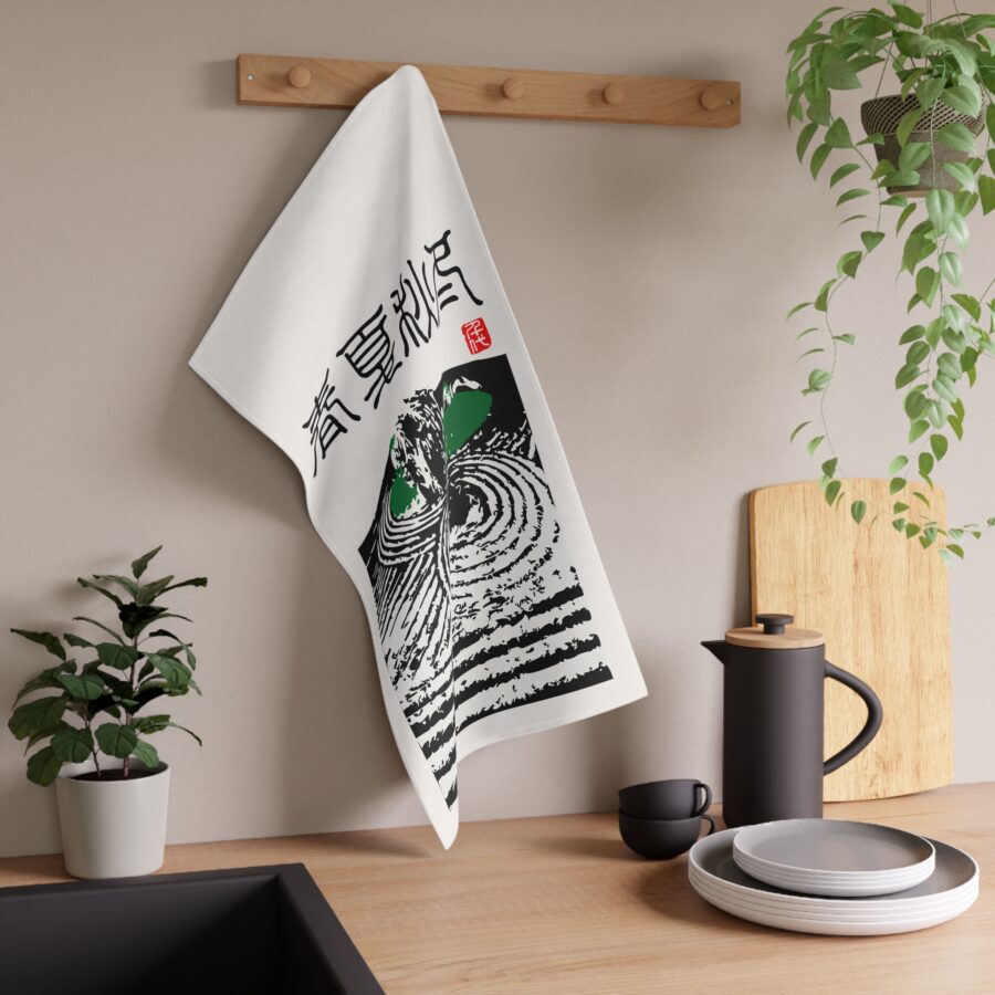 Cotton Tea Towels with Zen Landscape Design + calligraphy (four seasons) 18x30 inches - Image 3