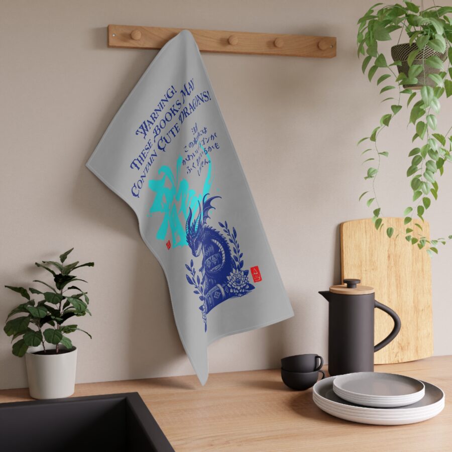 Cotton Tea Towels with a cute dragon (龍)and books - Image 3